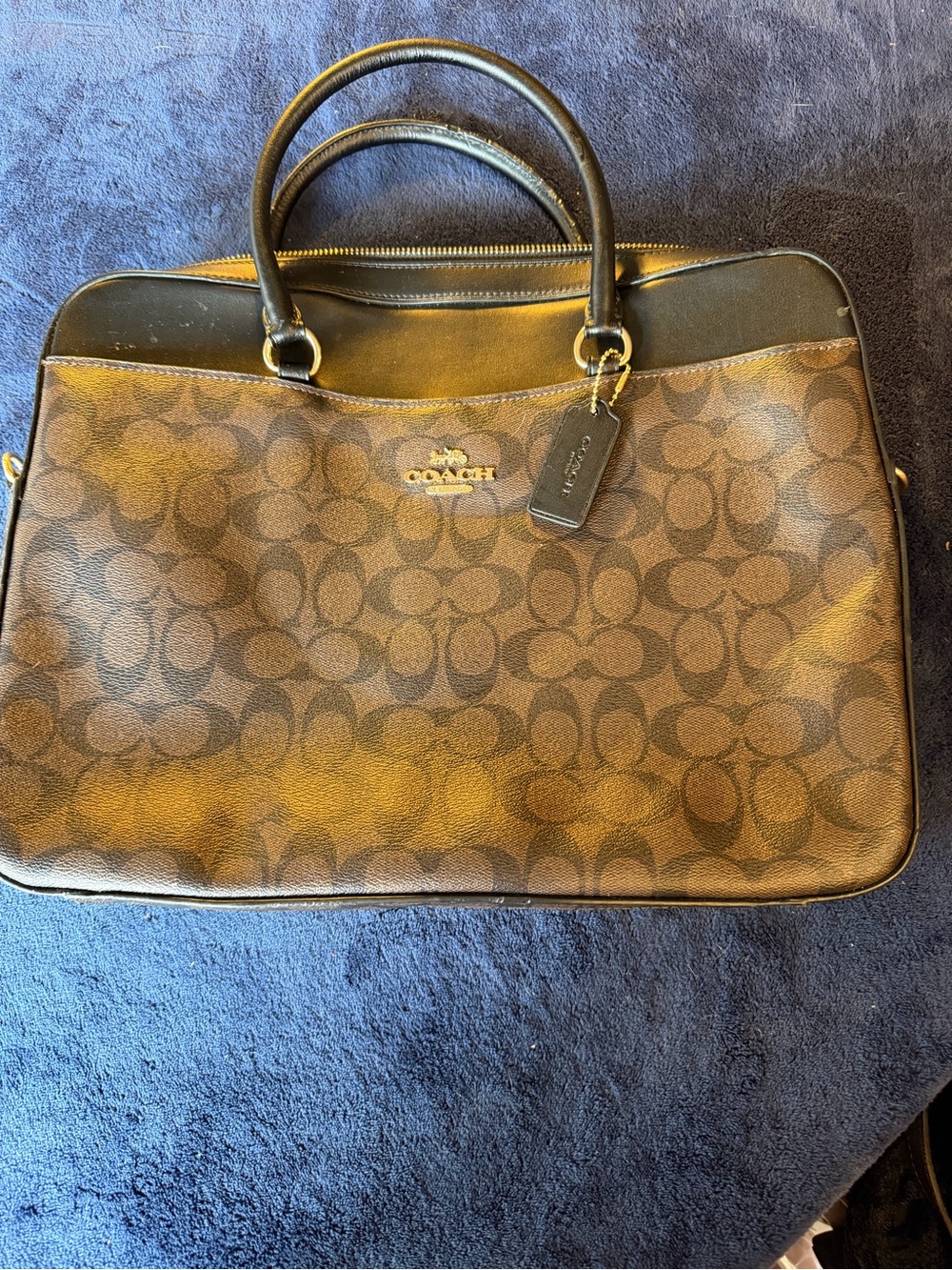 Coach Brown Signature Dome Satchel with Dark Trim